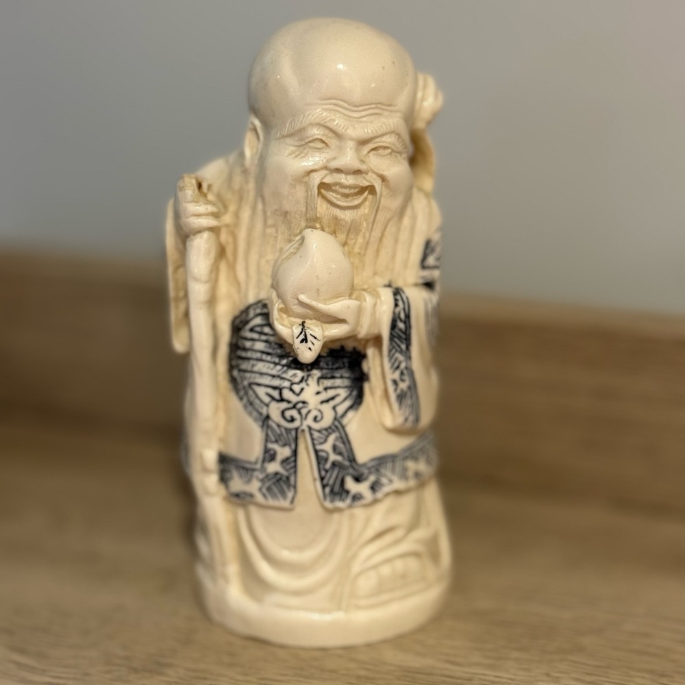 Vintage 90’s Japanese Engraved Ceramic Monk  Figurine